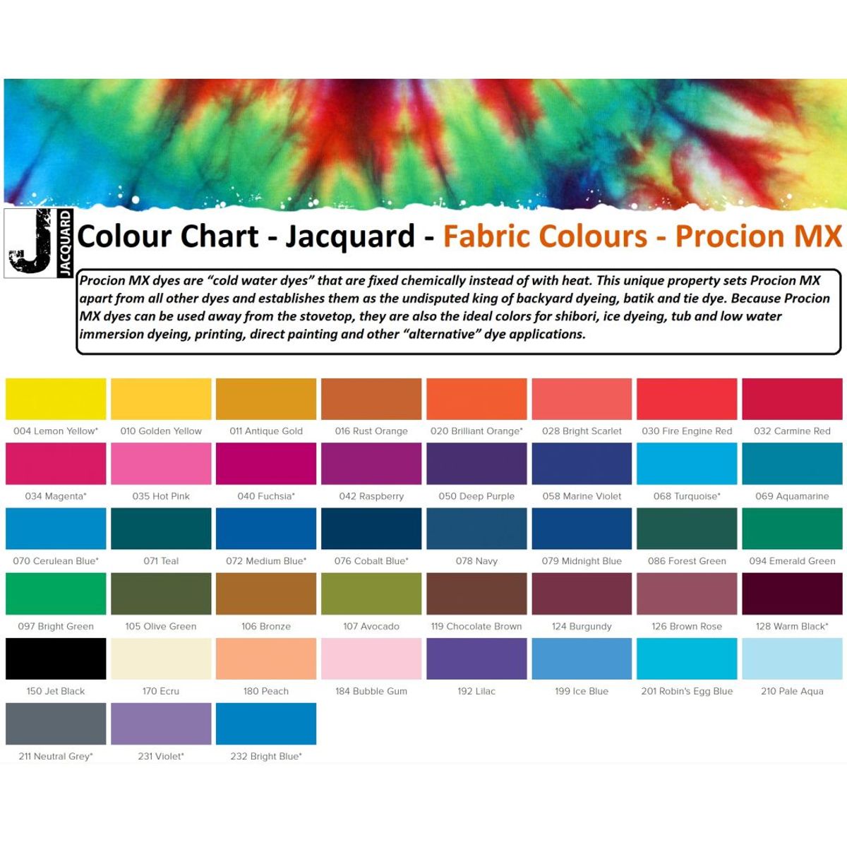Jacquard - Procion MX Dye - Fabric Textile - Cerulan Blue 070