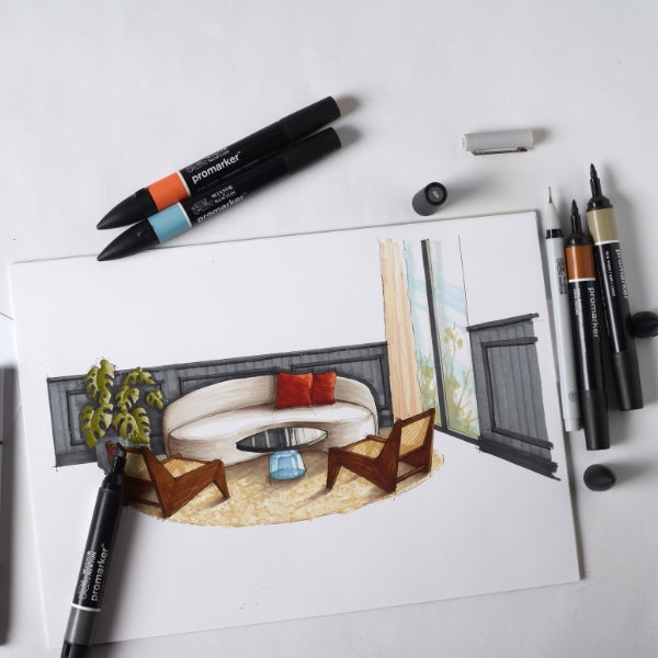 Winsor & Newton - ProMarker Mixed Set Interiors Wallet 25+1