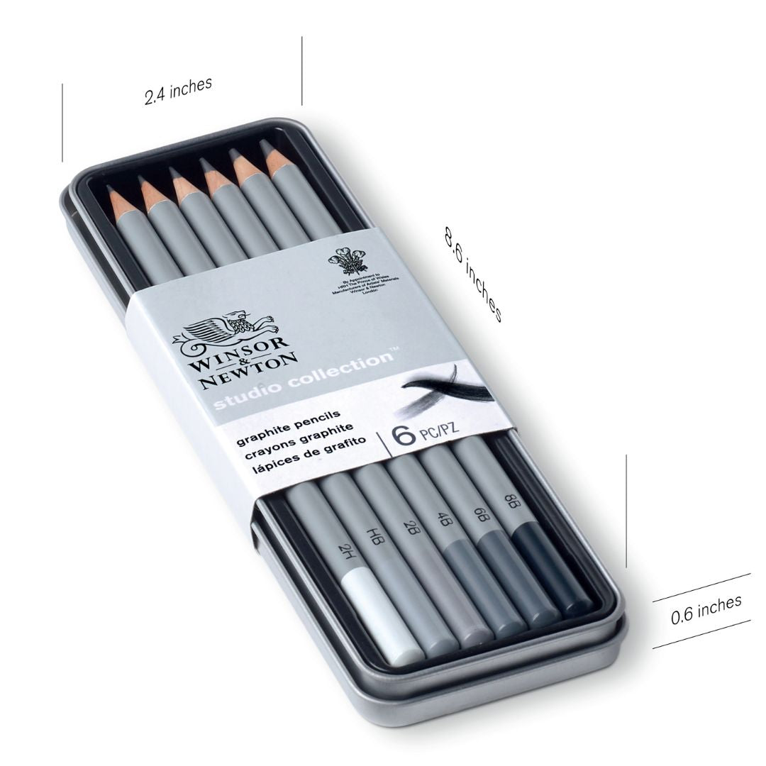 Winsor & Newton - Graphic Pencil Tin 6x Assorted