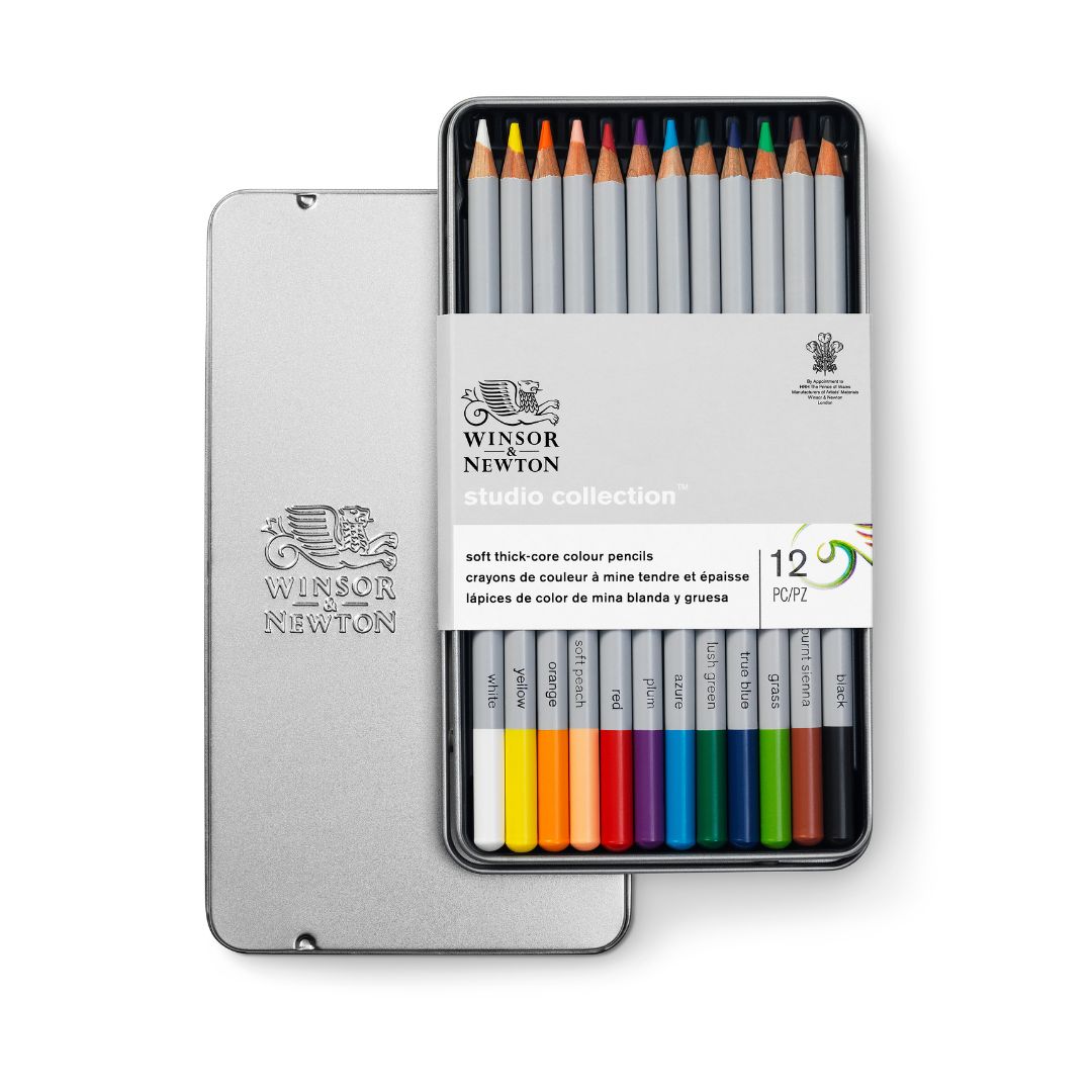 Winsor & Newton - Coloured Pencil Tin 12x Assorted