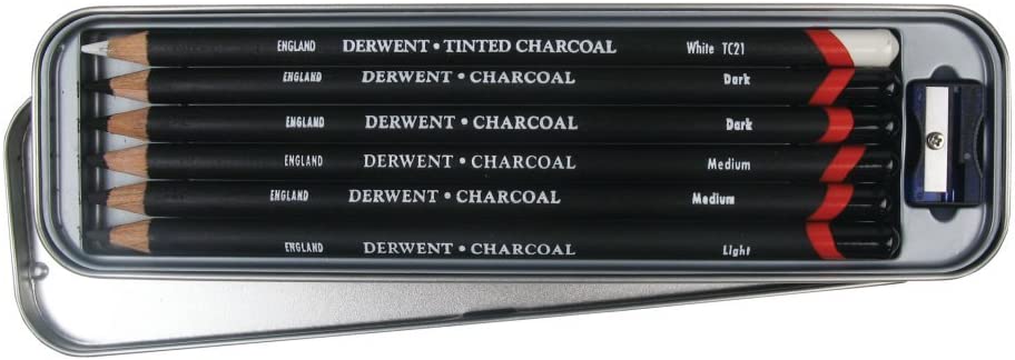 Derwent - houtskoolpotlood - 6 tin