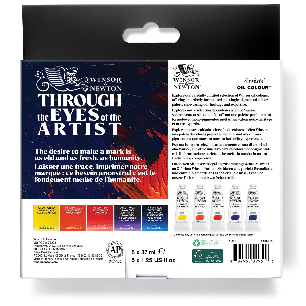 Winsor and Newton - Artists' Oil Colour - 5x37ml Tubes - Winsor Set
