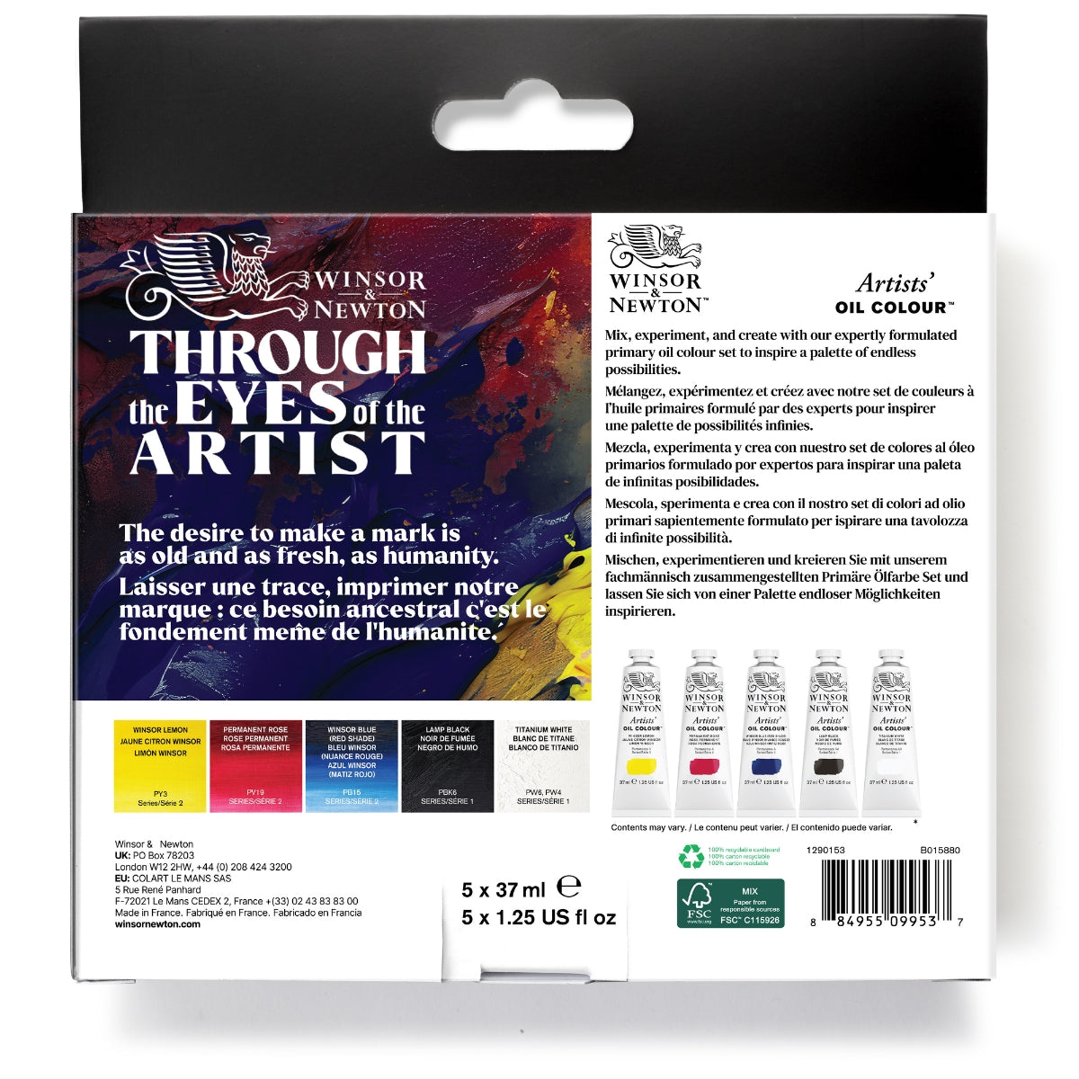 Winsor and Newton - Artists' Oil Colour - 5x37ml Tubes - Primary Set