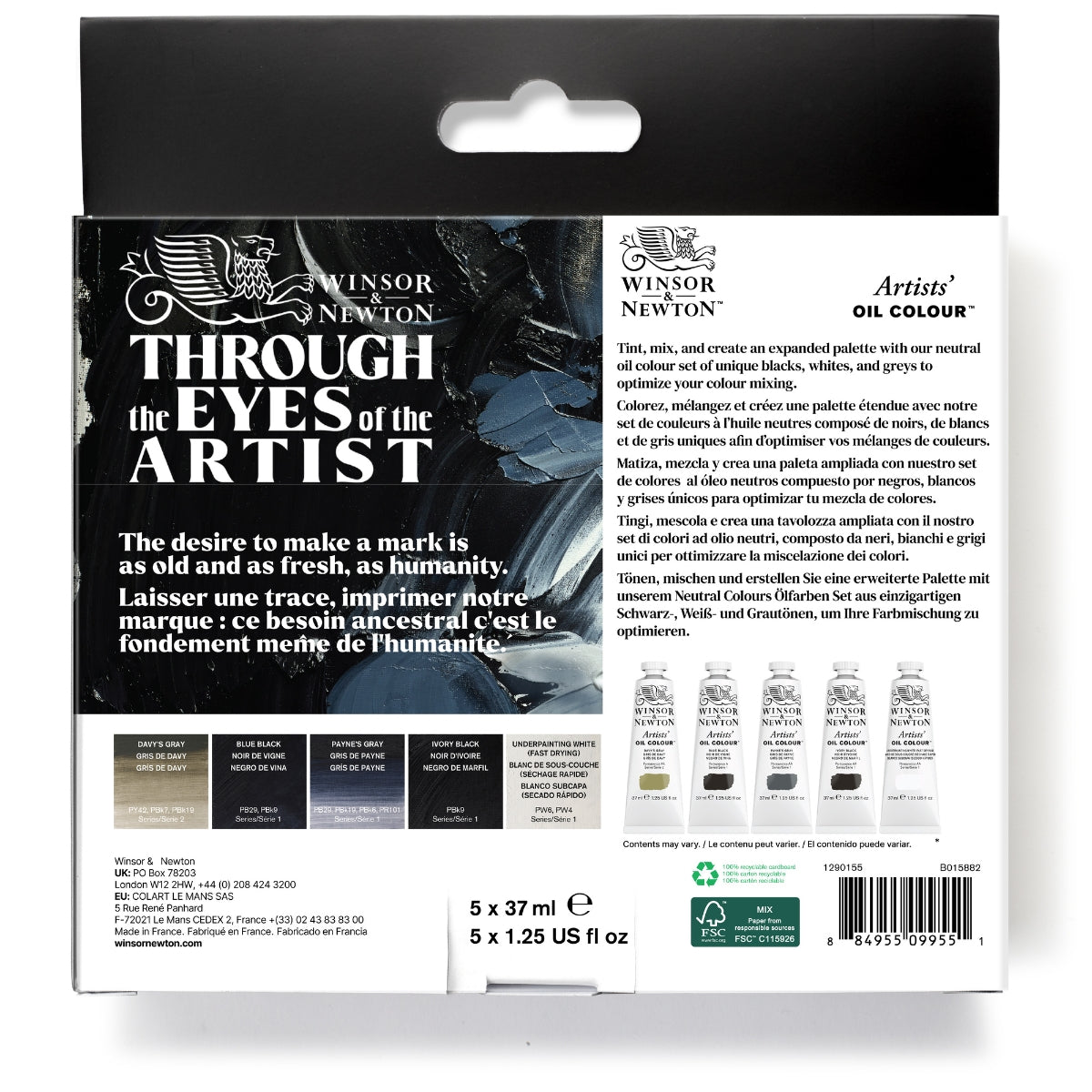 Winsor and Newton - Artists' Oil Colour - 5x37ml Tubes - Neutral Set