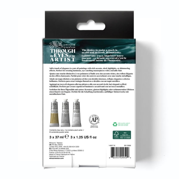 Winsor and Newton - Winton Oil Colour - 3x37ml - Metallic set