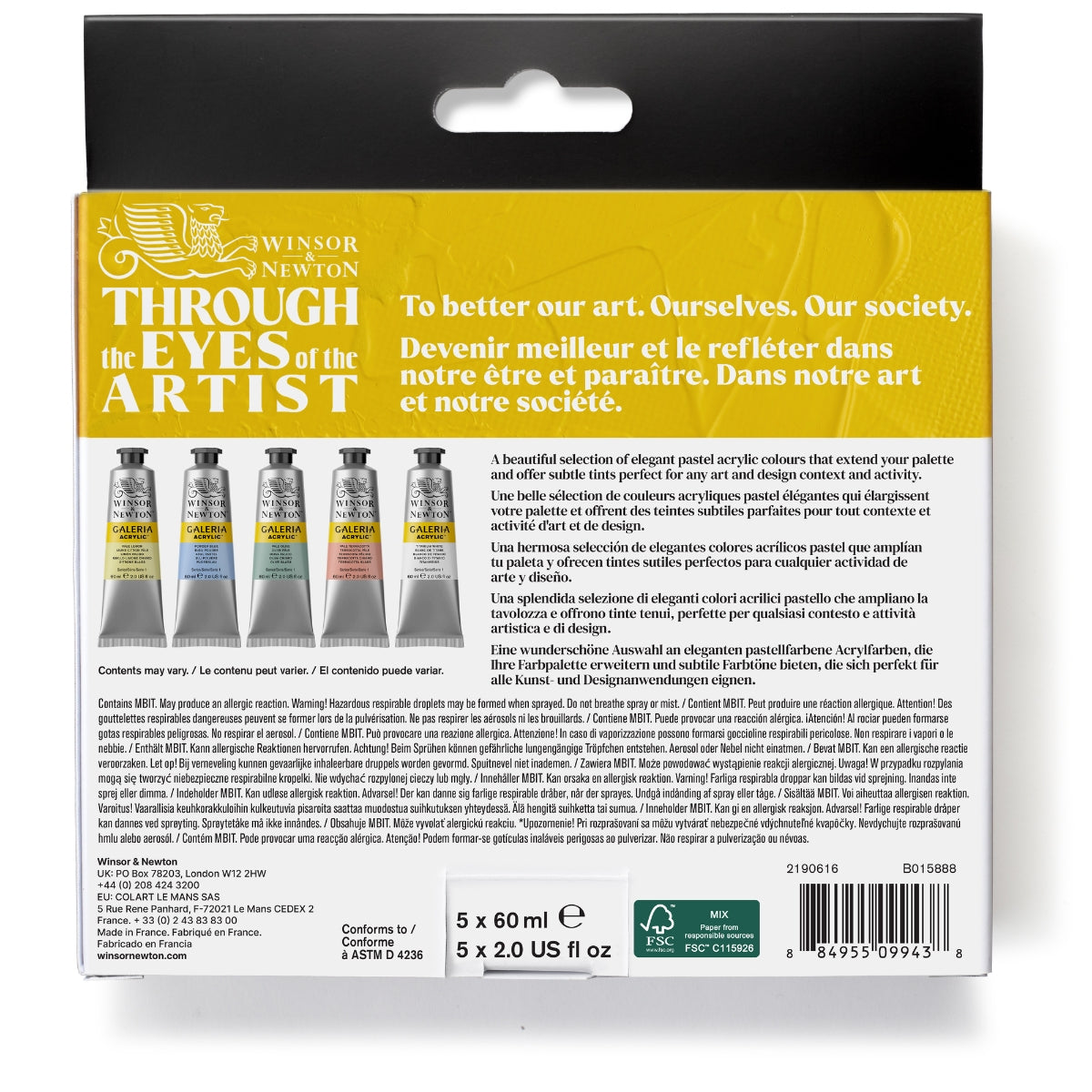 Winsor and Newton - Galeria Acrylic 5x60ml Tubes Pastel Set