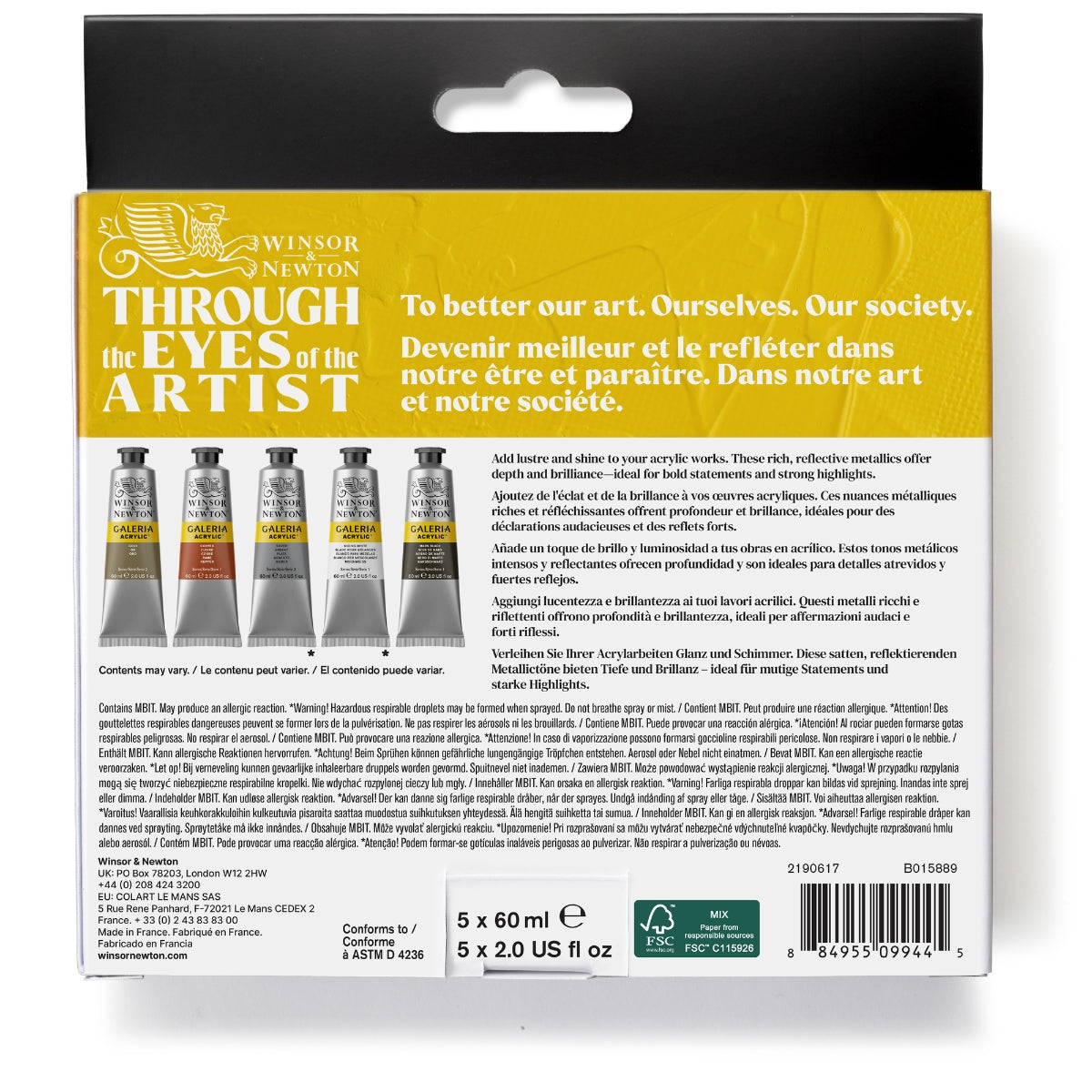 Winsor and Newton - Galeria Acrylic 5x60ml Tubes Metallic Set