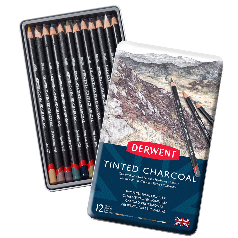 Derwent - crayon à charbon de bois teinté - 12 boîte