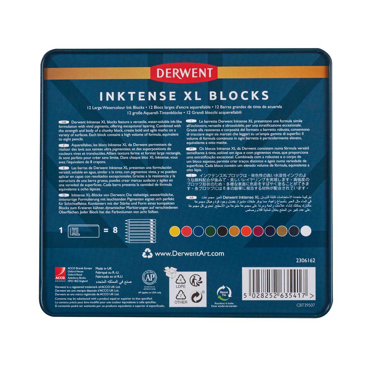 Derwent - Inktense XL -blokken - 12 tin
