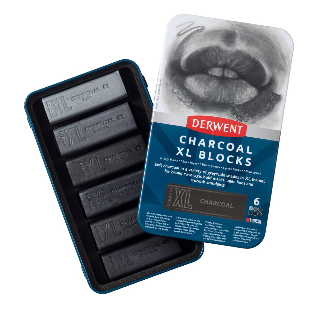 Derwent - Charcoal XL -blokken - 6 tin
