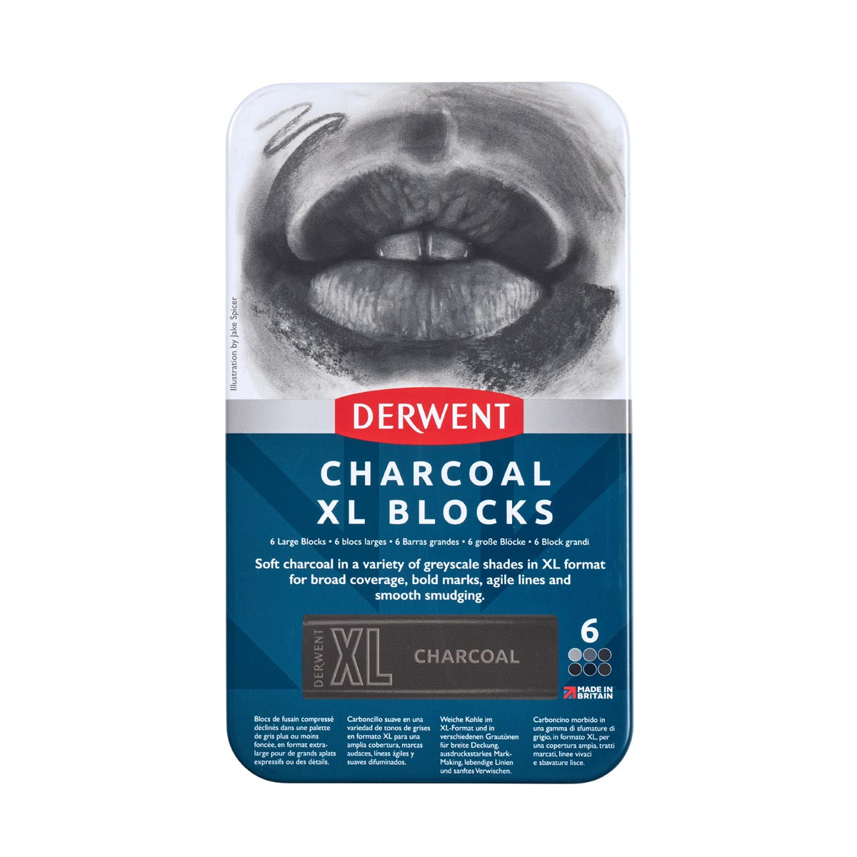 Derwent - Charcoal XL -blokken - 6 tin