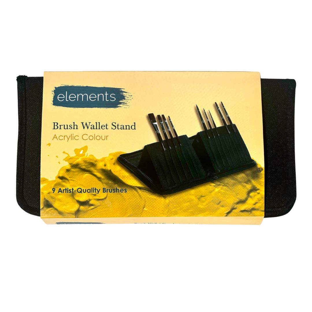 Elements - 9x Acrylic Brush set Wallet with stand