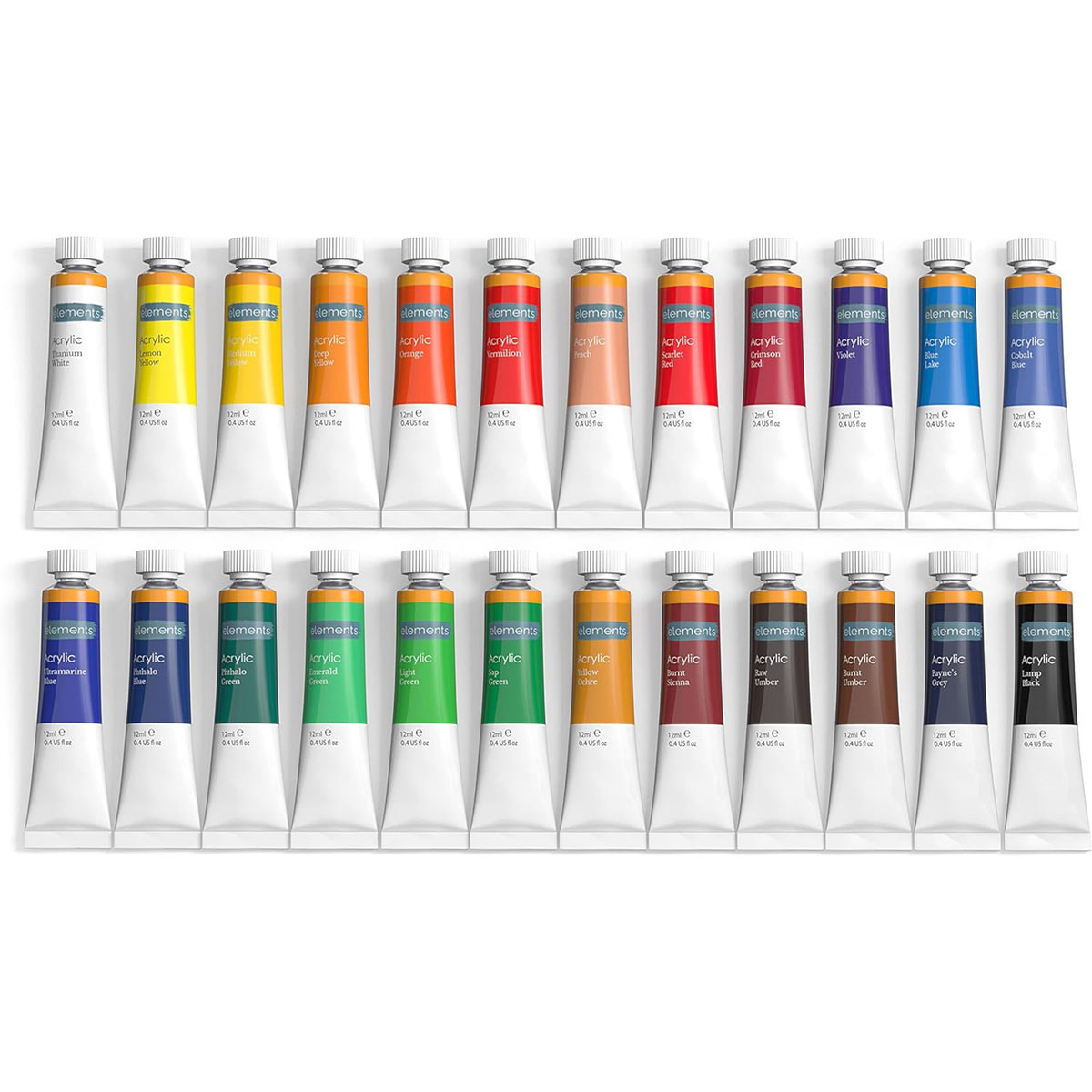 Éléments 24x12 ml de peinture en acrylique tube