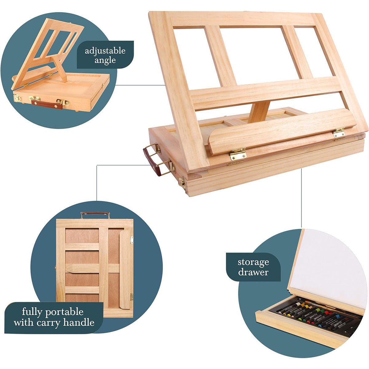 Elementen Mixed Media Easel Set met acrylverven en oliepastels