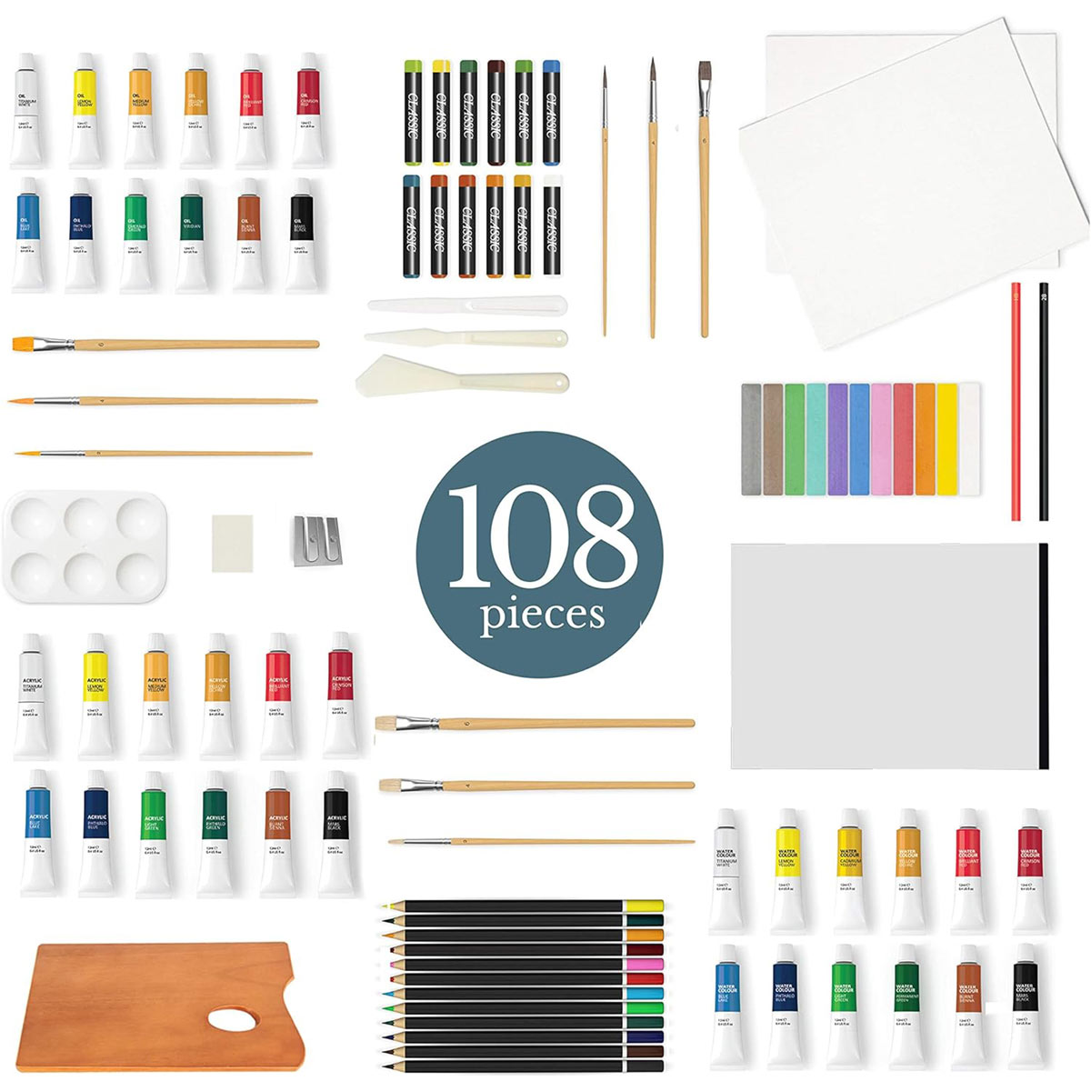 Elements 108 Piece Complete Mixed Media Easel Art Set