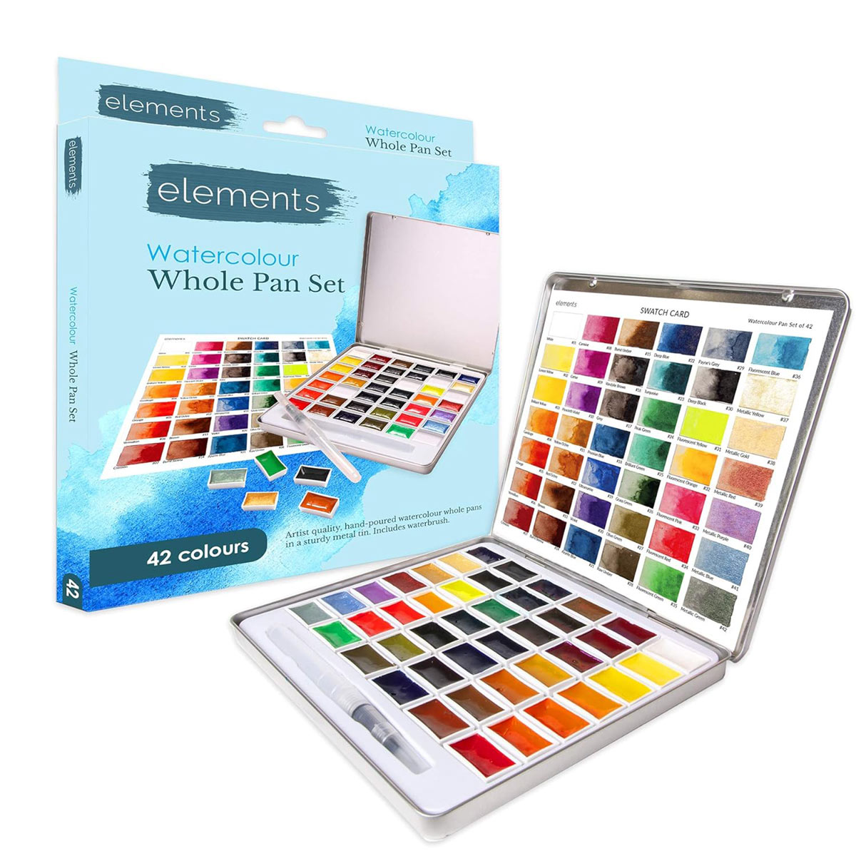 Elements 42x Whole Pan Watercolour Paint Set