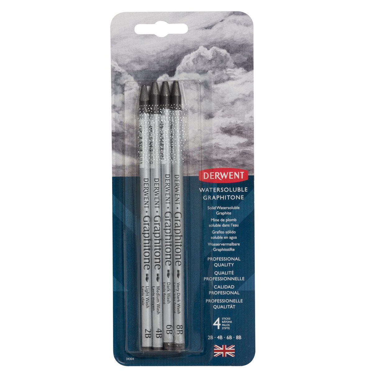 Derwent - Blister 4 Pack - Watersoluble Graphitone Stick