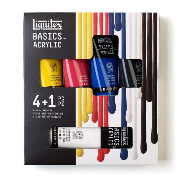 Liquitex - Basics Acrylic Paint Set 4 x 75mls + 1 x 118ml