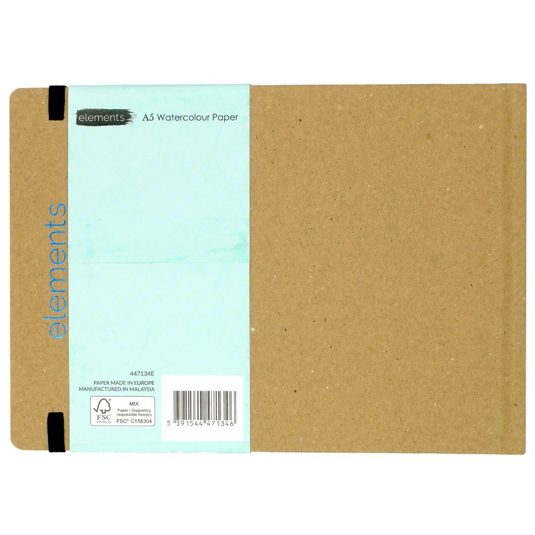 Elements A5 Watercolour Hard cover Book CP Landscape/Elastic Band 200gsm