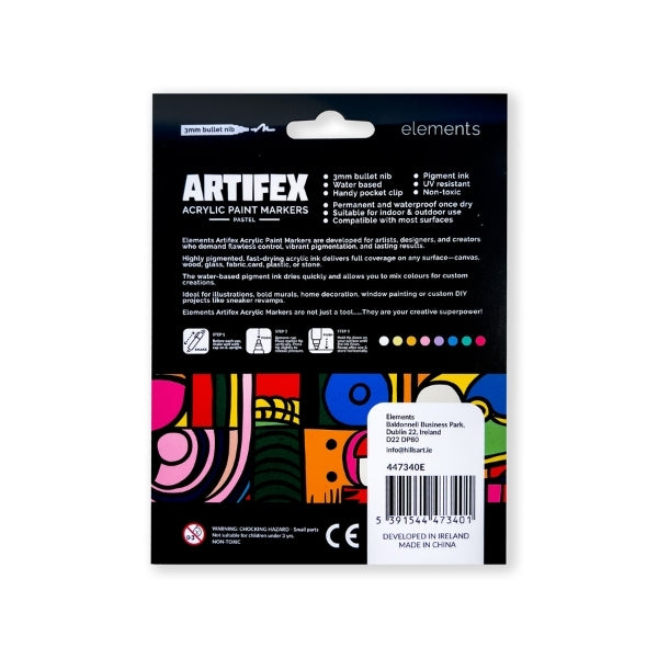 Elements - Artifex Acrylic Paint Markers 8x 2-3mm Pastel Set