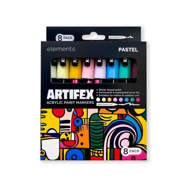 Elements - Artifex Acrylic Paint Markers 8x 2-3mm Pastel Set