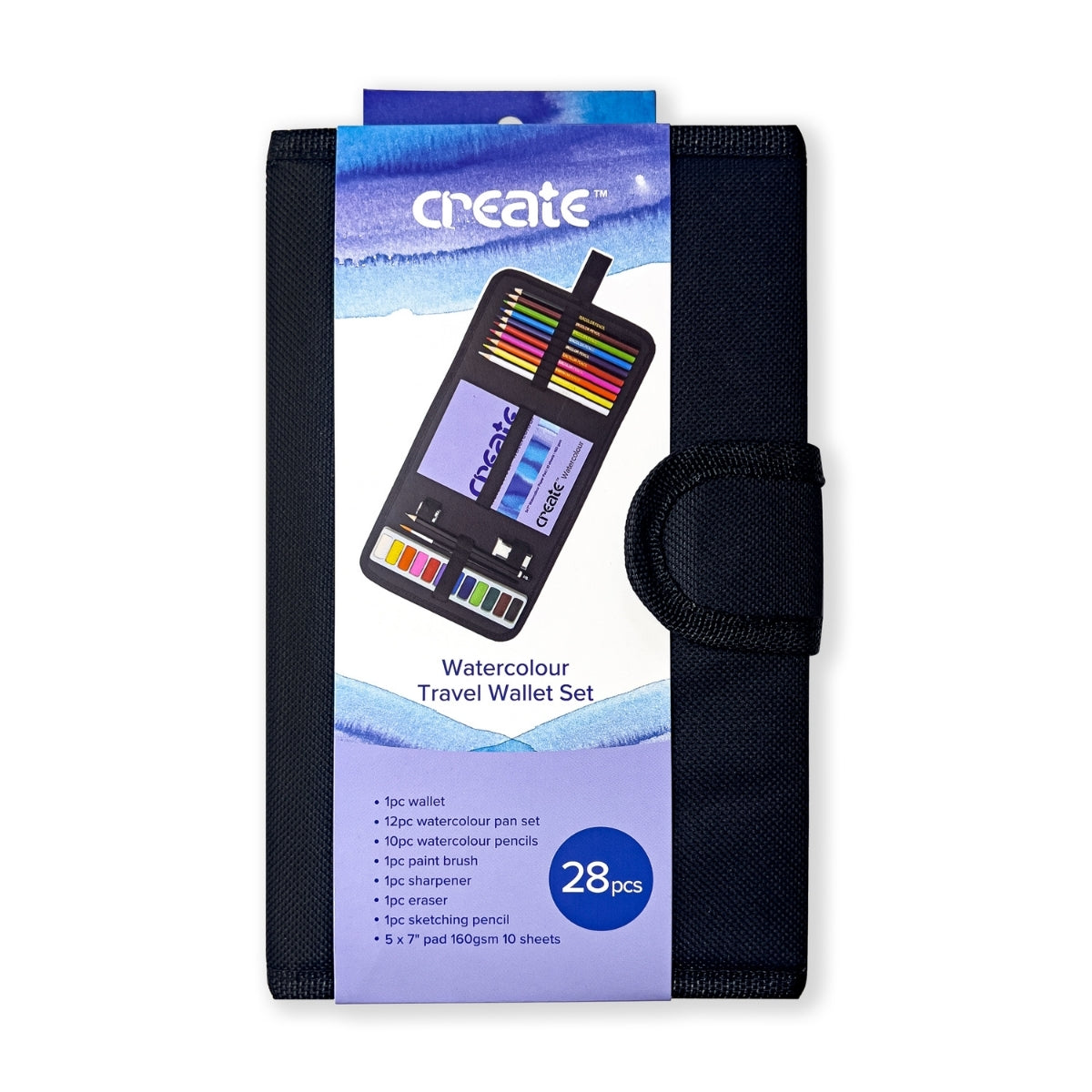Create - Watercolour  Painting & Sketching Travel Bag 28 piece Set