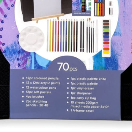 Elements - Mixed Media Travel Bag 100 piece Set with A Frame Table Easel