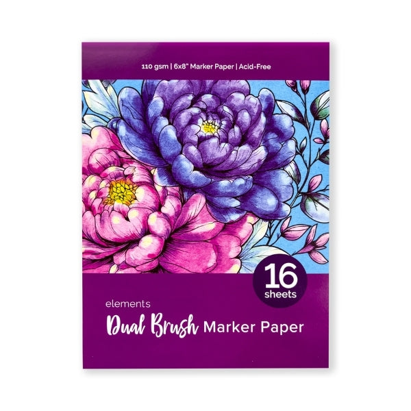 Elements - Waterbased Ink 12x Dual Tip Markers with 6x8" (15x20cm) Paper & Clipboard