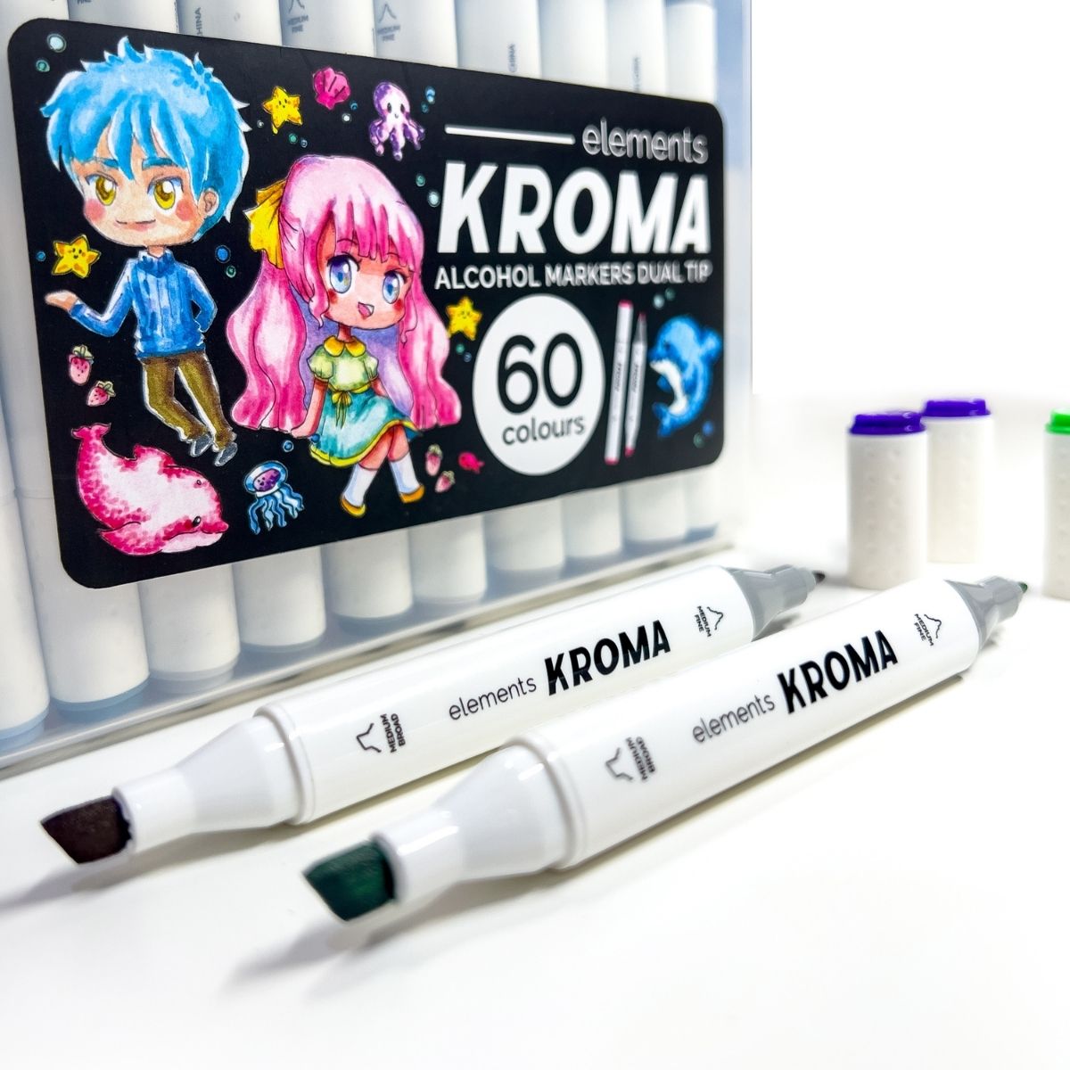Elements - Alcohol Markers - Kroma 60 piece Set with Storage Box