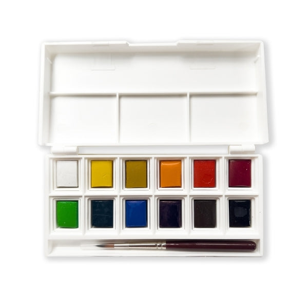 Elements - Watercolour 12x Half Pan Set with Mini Brush