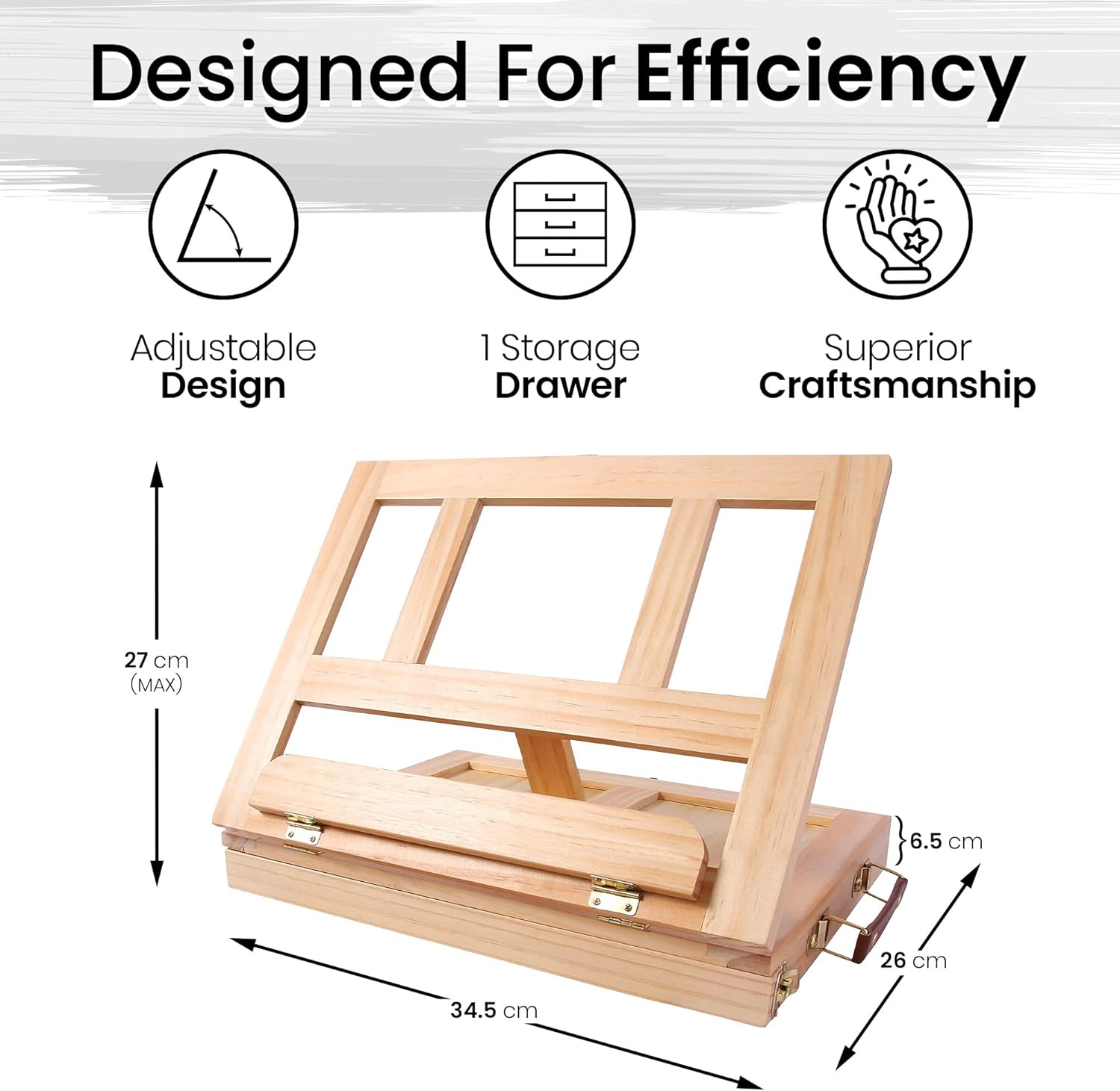 Artistik Mixed Media Easel Art Set – 34-Pc Wooden Desktop Easel Box Paint Set with Acrylic Paints, 3 Canvas Boards & Oil Pastels – Beginners & Artists Painting Kit