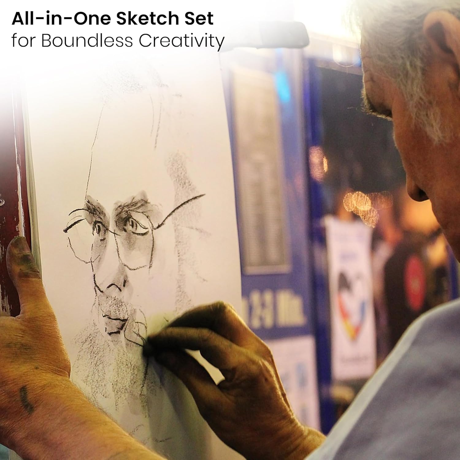 ARTISTIK Sketching Set with Wooden box and Mannequin – 54-Pc Portable Art Kit with Coloring & Sketching Pencils and Artist Accessories for Professionals & Beginners