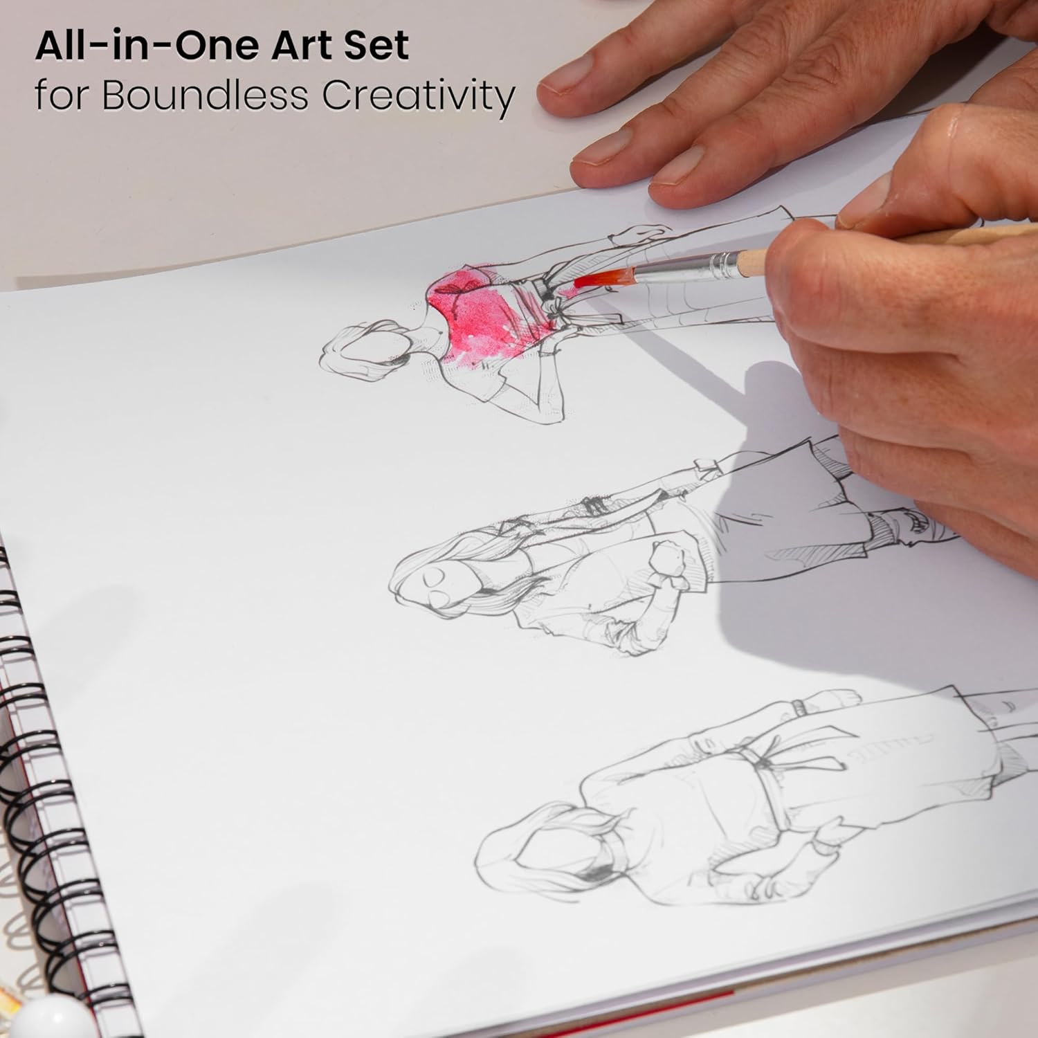 ARTISTIK Junior Art Set – 80-Piece Art Set with Wooden Case - Watercolour Painting, Colouring, and Drawing Kit