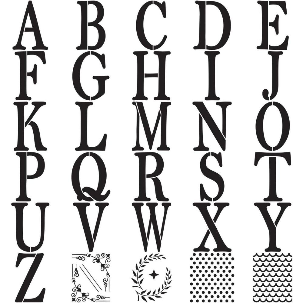 Folkart - ALPHABET e Monogram Paper Stencils Font - 6 pollici