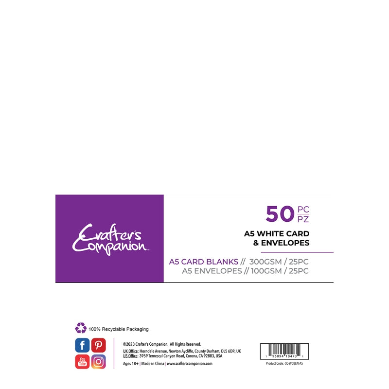 Crafters Begleiter - A5 Karten & Umschläge 50 Stück Weiß