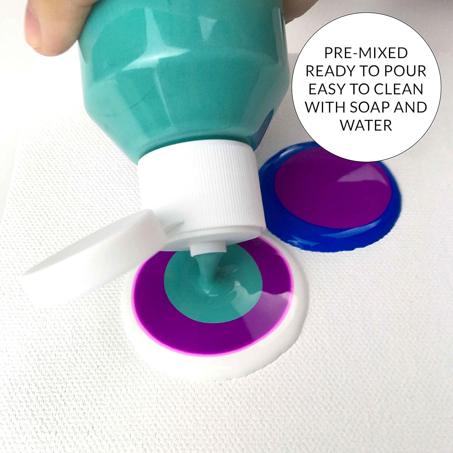 ARTISTIK Acrylic Pouring Paints - 8 x 100ml Paint Colour Set with 2 Mixing Cups - , Canvas, Glass, Paper, Wood, Stone, Tile