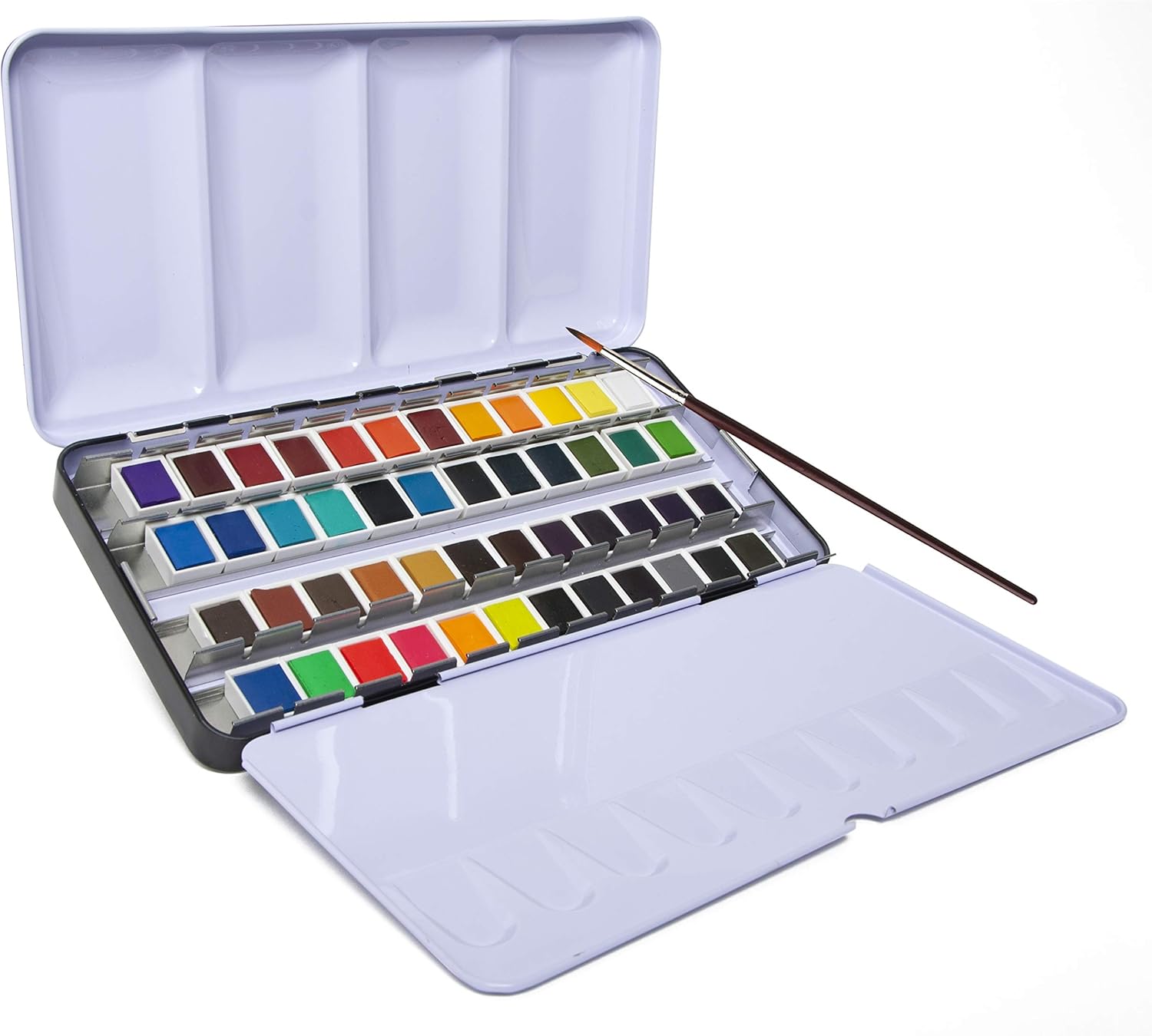 Artistik 48 Half Pan Watercolour Paint Set - Premium Assorted Vibrant Colour Paints - Compact & Lightweight Palette in Metal Carrying Case, Ideal Travel Set for Beginners, Students & Professional Artists