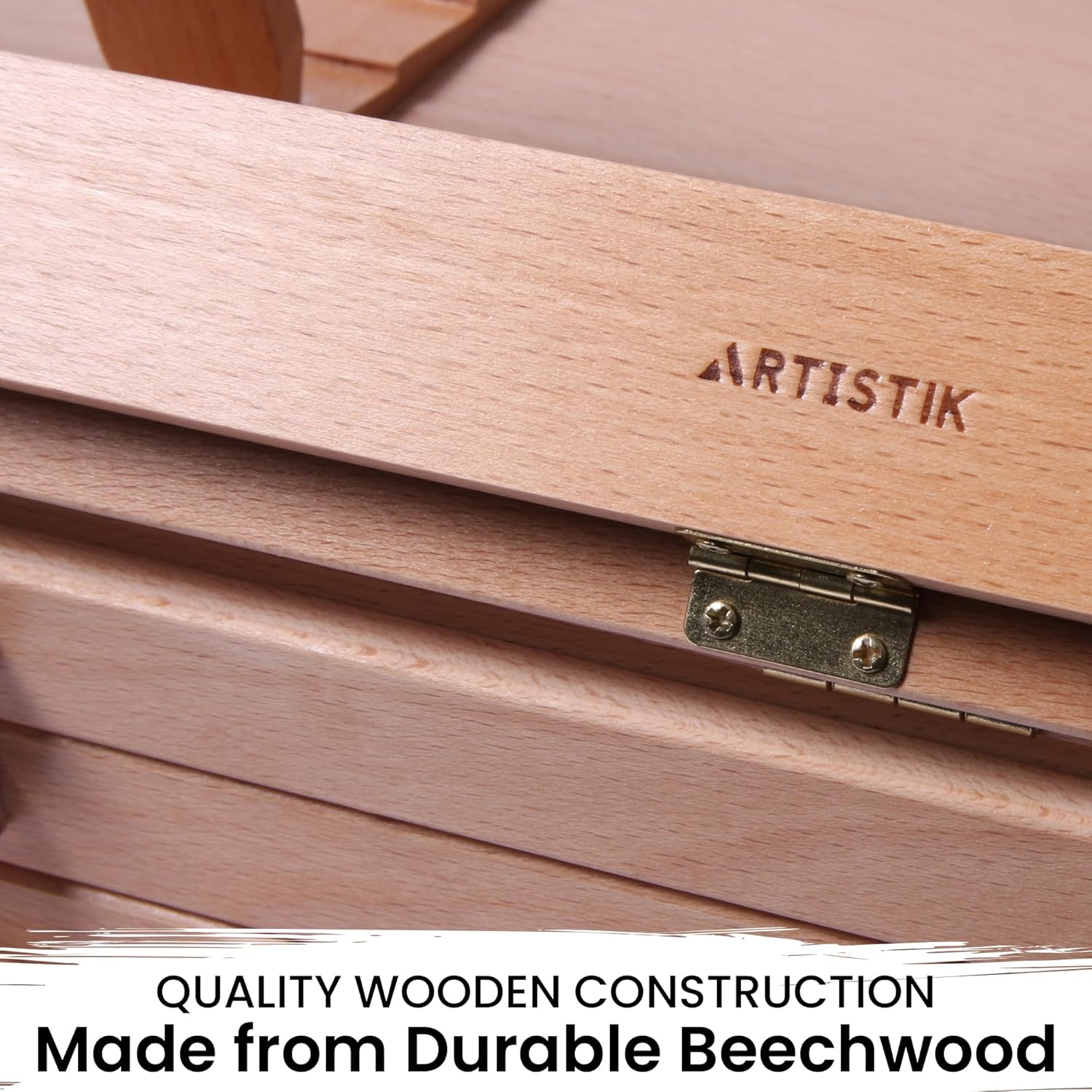 Artistik Table Easel Box with Built-in Storage Drawer, Adjustable Beechwood Storage Desk Easel for Painting – Lightweight, Travel-Ready Design, Ideal for Artists - 3 Draws