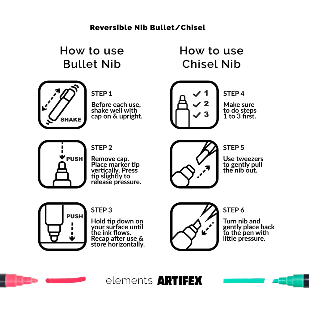 Elements - Artifex Acrylic Paint Markers 8x 5-6mm Pastel set