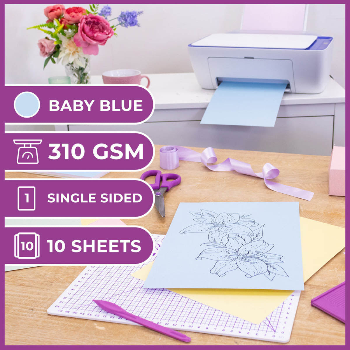 Crafter's Companion - Centura Pearl Effect - A4 Card 300gsm 10 Sheets - Baby Blue
