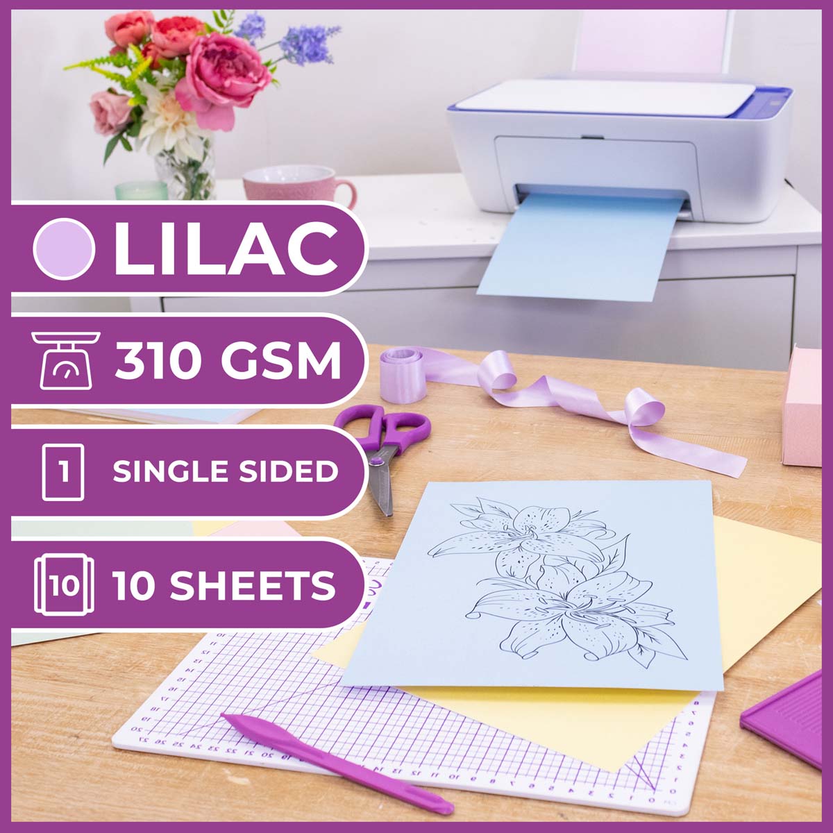 Crafter's Companion - Centura Pearl Effet - A4 Carte 300gsm 10 feuilles - Lilac