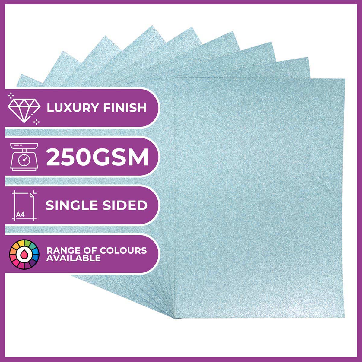 Crafter's Companion - A4 Glitter Card - 250gsm 10 feuilles - Bébé bleu