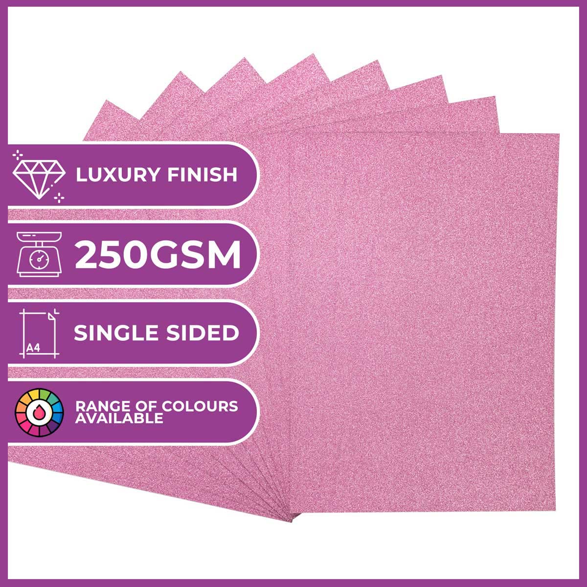 Crafters Begleiter - A4 Glitterkarte - 250 GSM 10 Blätter - Baby Pink