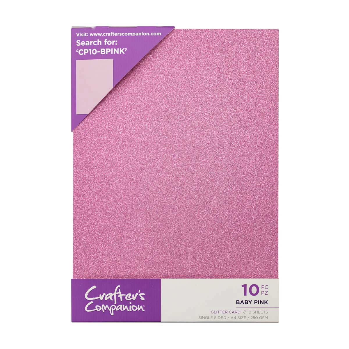 Crafter's Companion - A4 Glitter Card - 250gsm 10 Sheets - Baby Pink