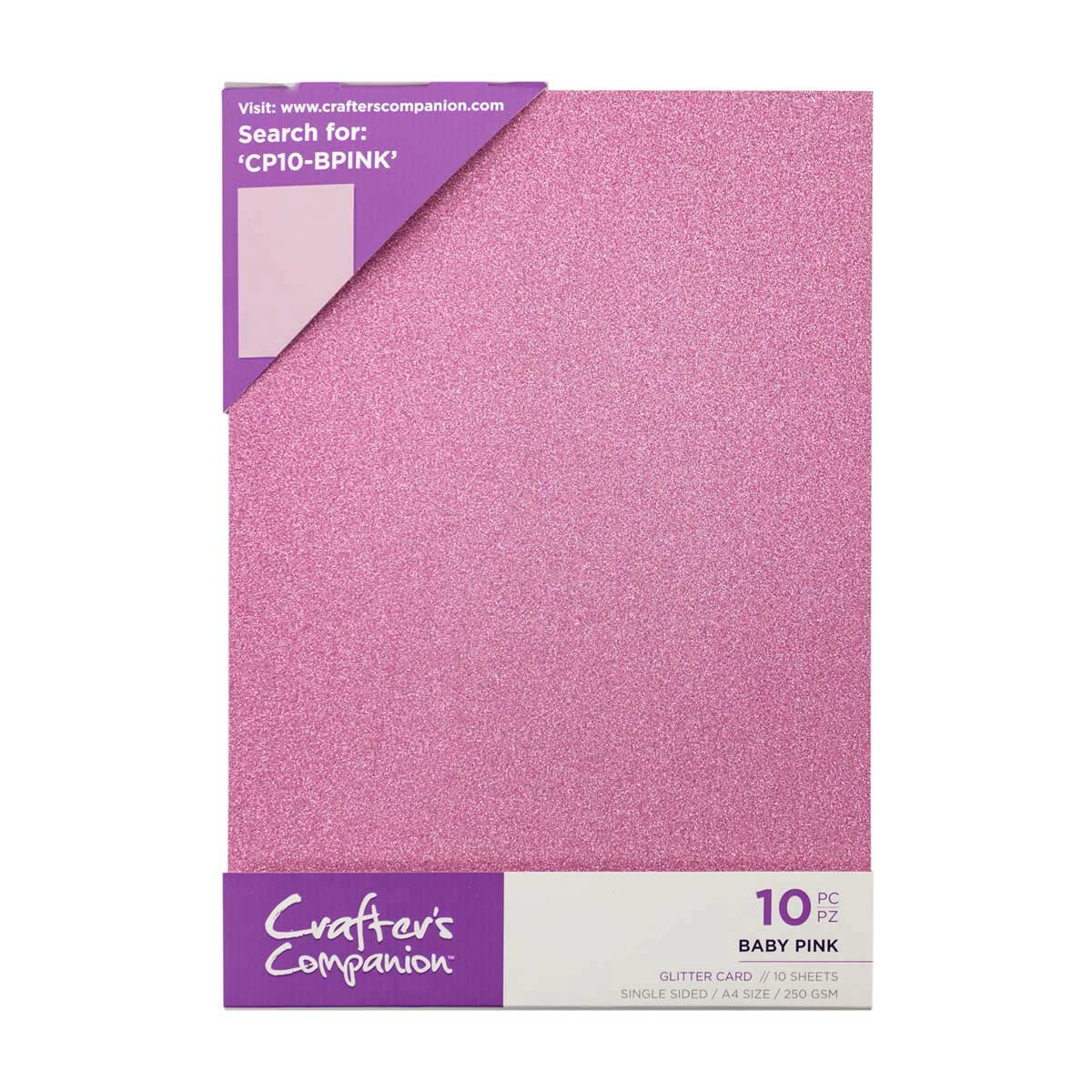 Crafter's Companion - A4 Glitter Card - 250gsm 10 feuilles - rose bébé