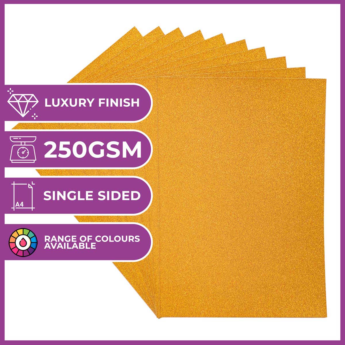 Crafter's Companion - A4 Glitter Card - 250gsm 10 feuilles - cuivre