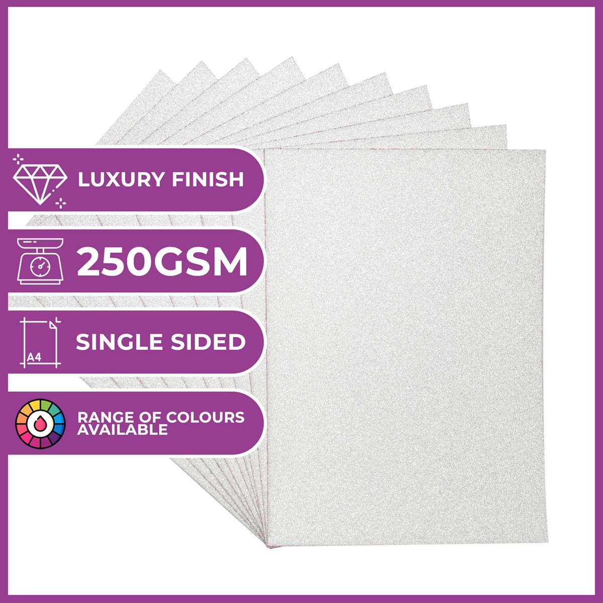 Crafter's Companion - A4 Glitter Card - 250gsm 10 fogli - argento pallido