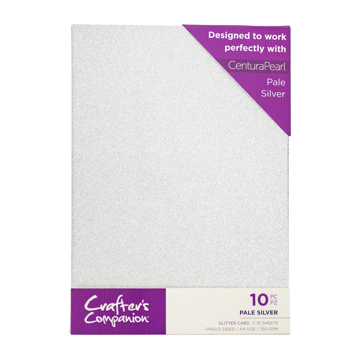 Crafter's Companion - A4 Glitter Card - 250gsm 10 Sheets - Pale Silver
