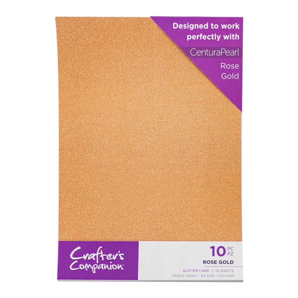 Crafter's Companion - A4 Glitter Card - 250gsm 10 Sheets - Rose Gold