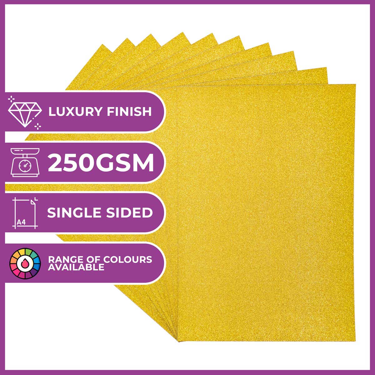 Crafter's Companion - A4 Glitter Card - 250gsm 10 feuilles - or solaire